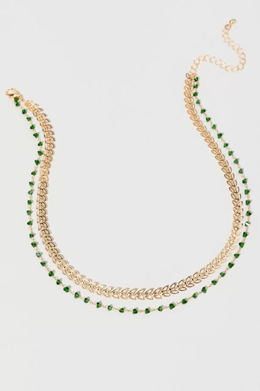 Francesca's Isabella Rock Chip Arrow Chain Layered Necklace