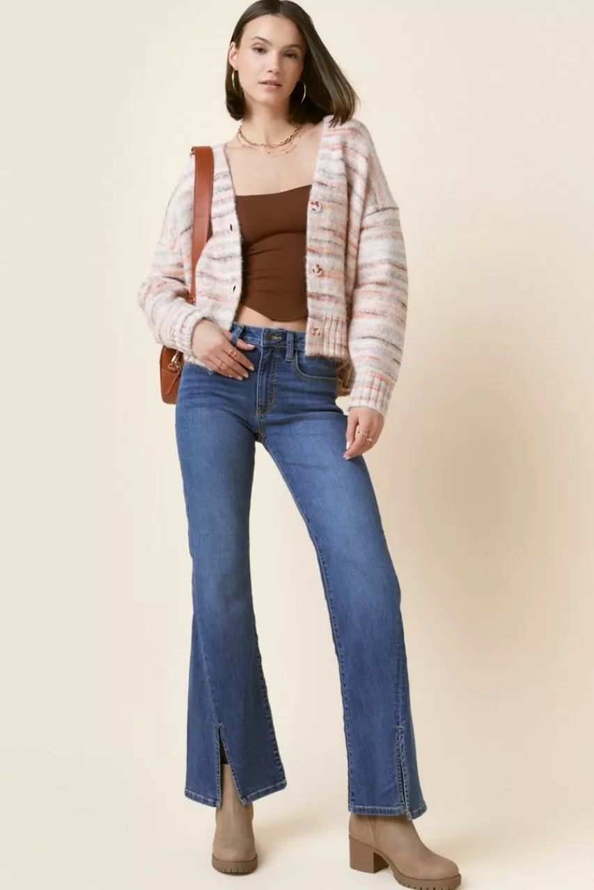 Francesca's Jacquelyn Front Button Space Dye Cardigan