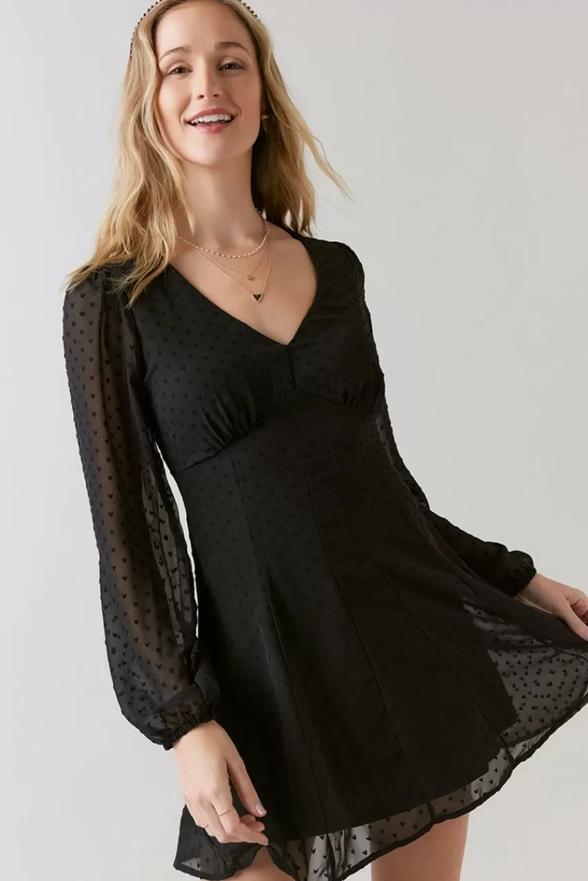 Francesca's Janette Swiss Dot Baby Doll Mini Dress