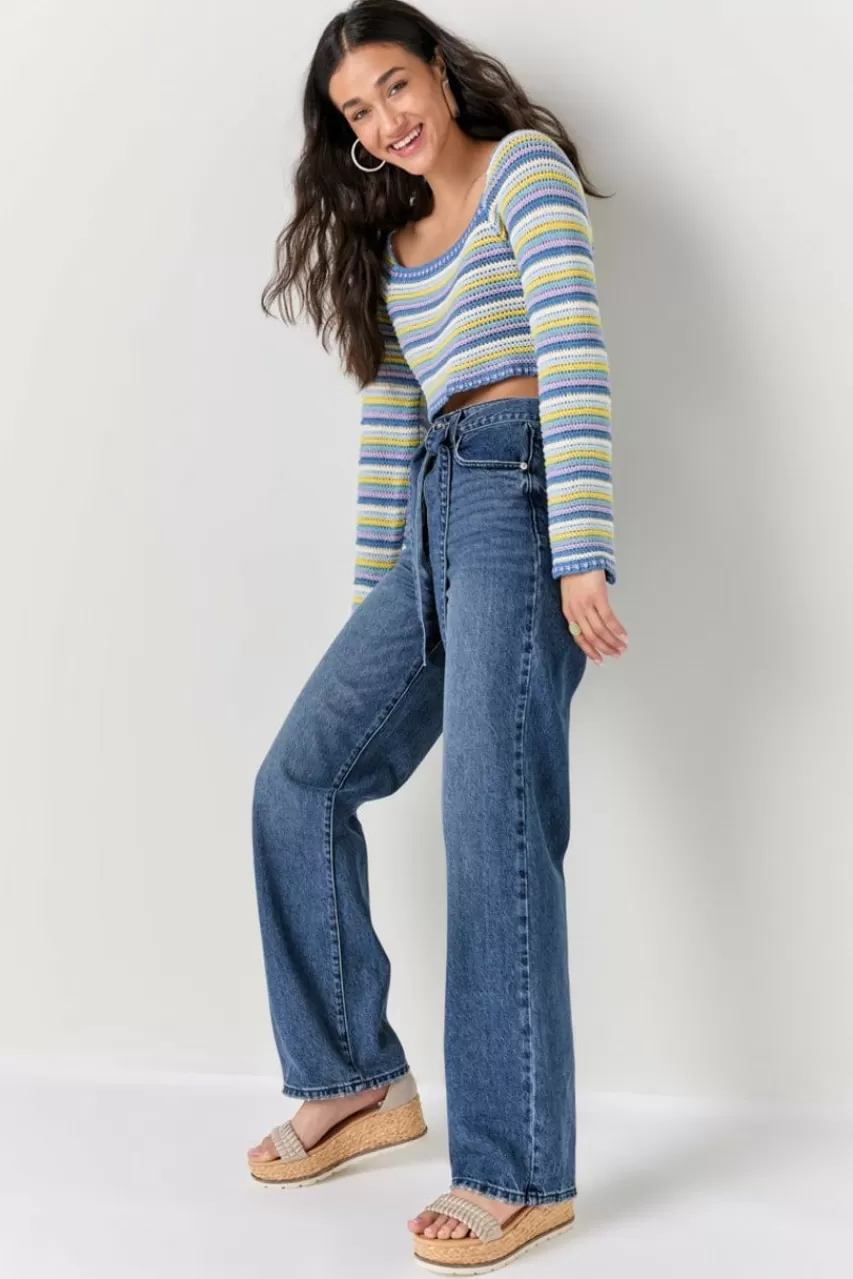Francesca's Jaqueline Waisted Bootcut Jeans