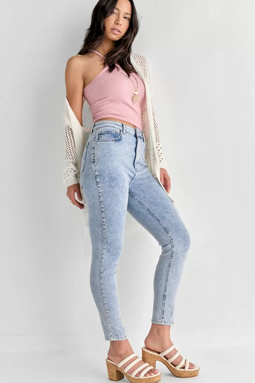 Francesca's Jaylene Metallic Skinny Jeans