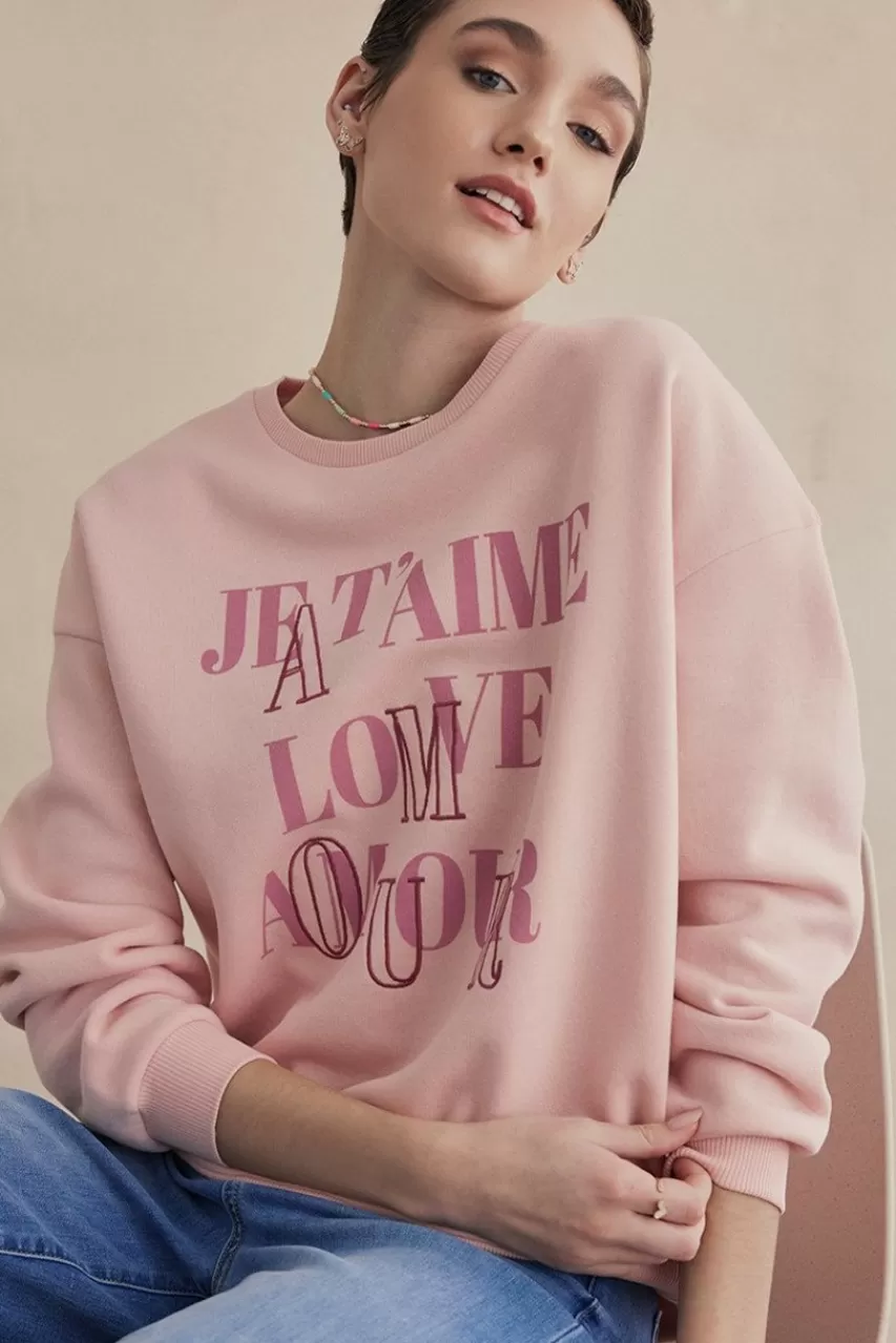 Francesca's Je Taime Crewneck Sweatshirt