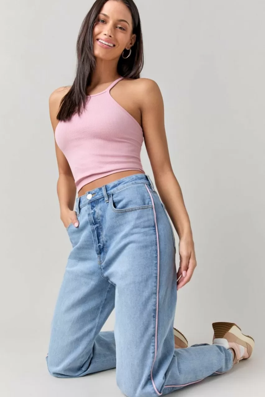 Francesca's Jeannette Straight Cord Seam Jeans