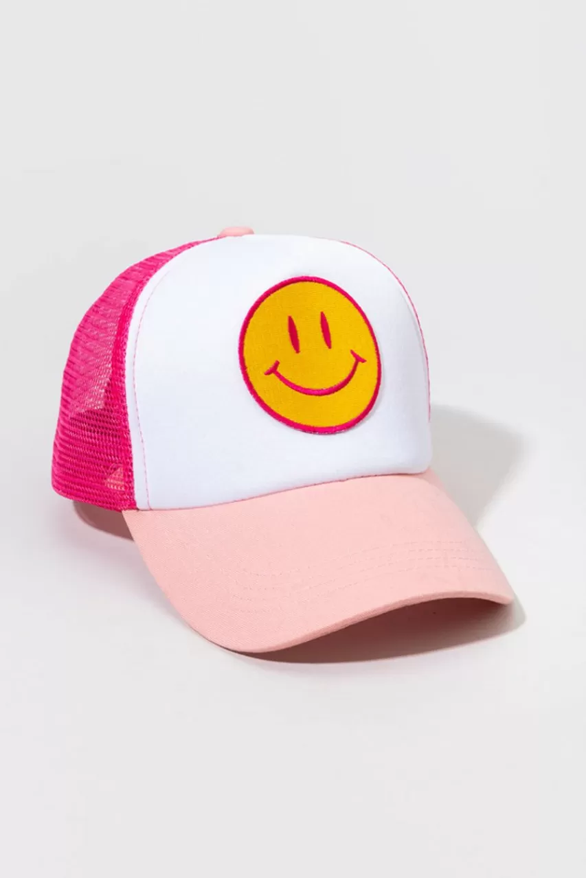 Francesca's Jenna Smiley Icon Washed Trucker Hat
