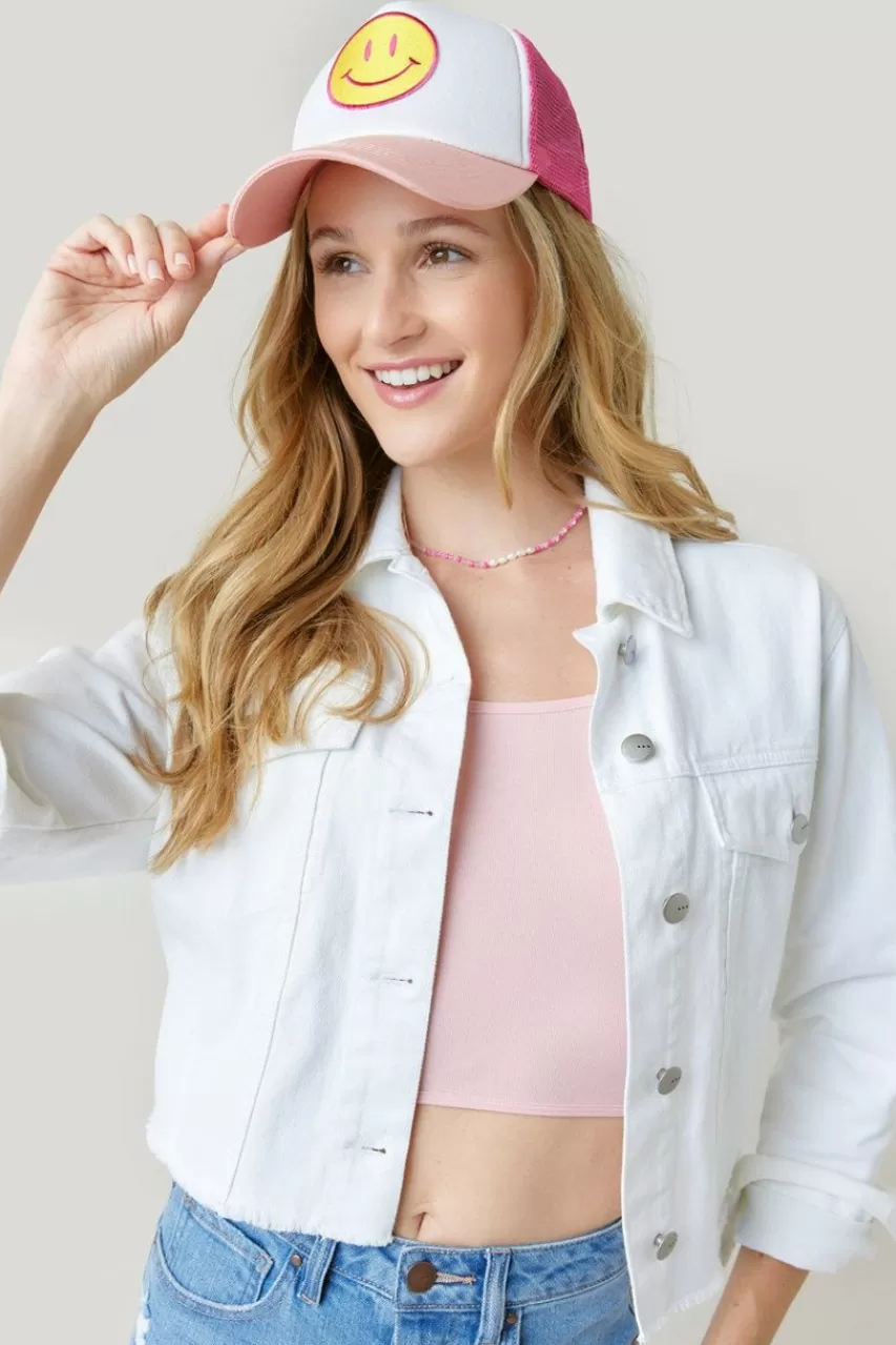 Francesca's Jenna Smiley Icon Washed Trucker Hat