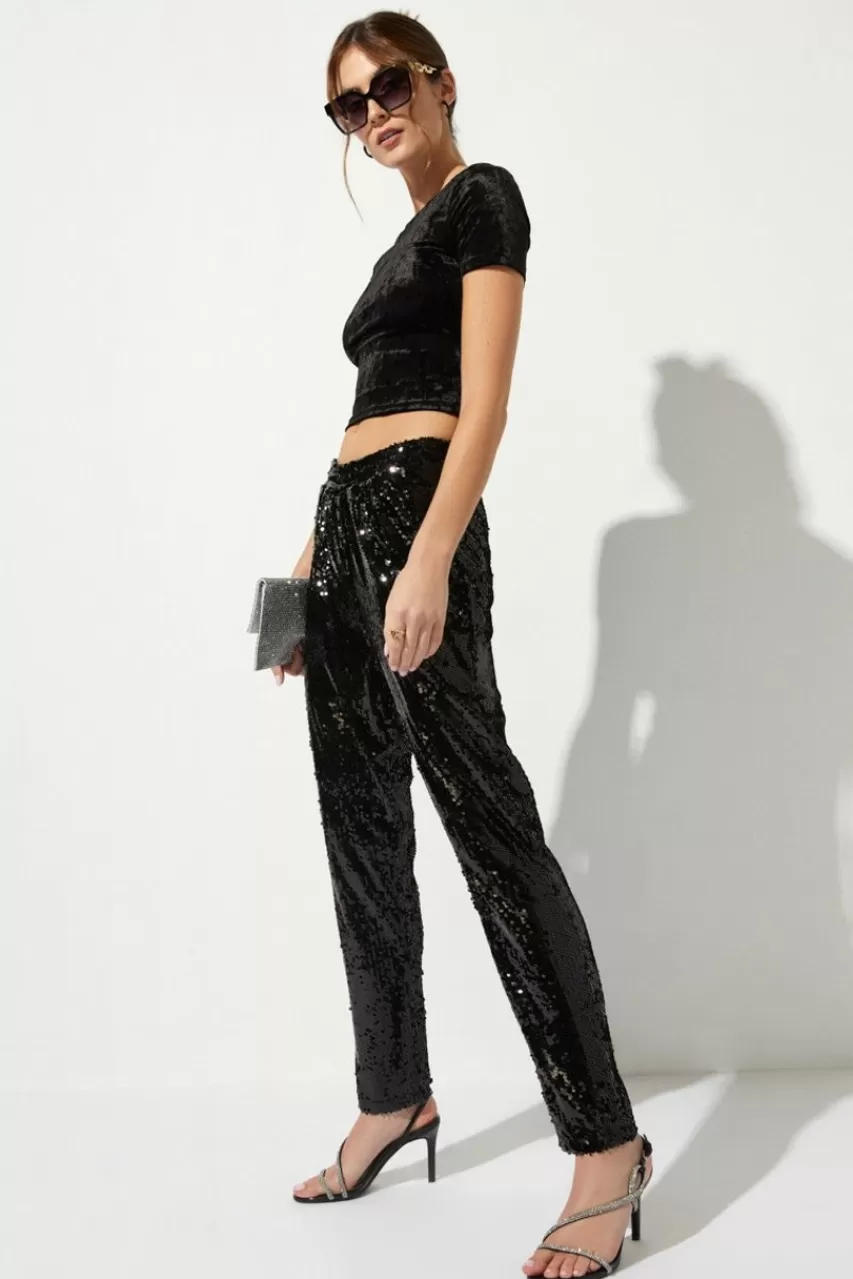 Francesca's Jennifer High Rise Sequins Joggers