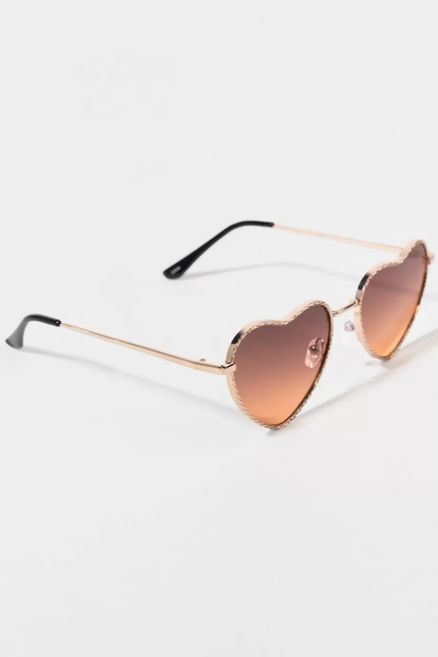 Francesca's Jenny Metal Heart Aviator Sunglasses
