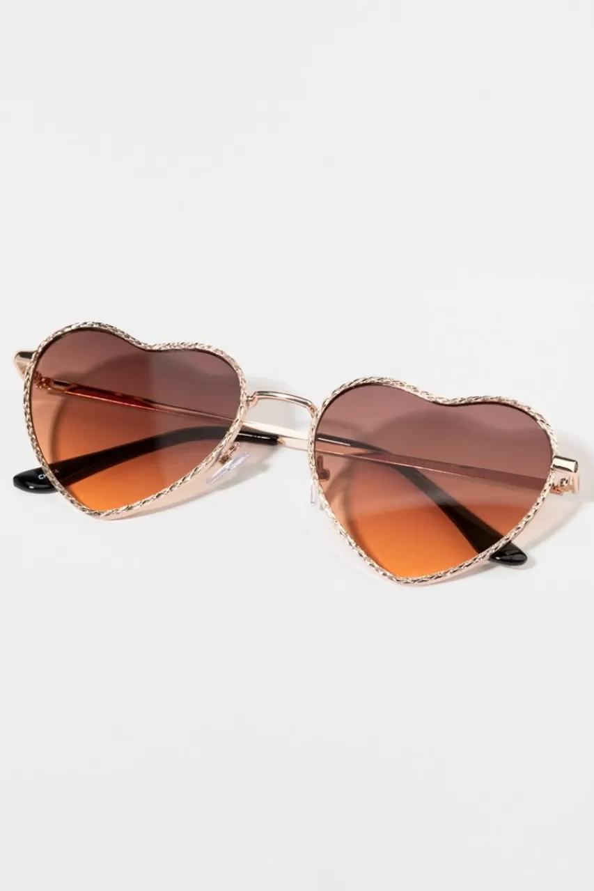 Francesca's Jenny Metal Heart Aviator Sunglasses