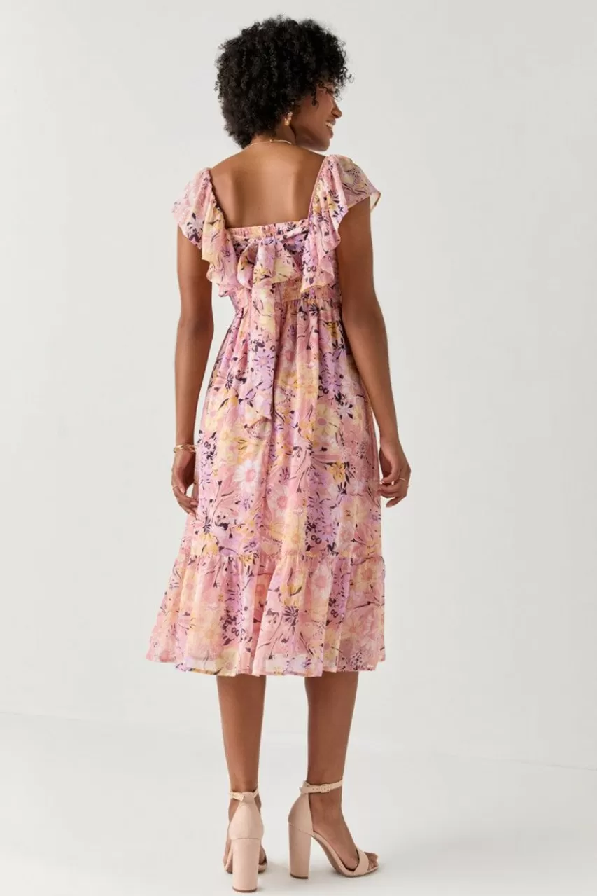 Francesca's Jessa Abstract Print Midi Dress