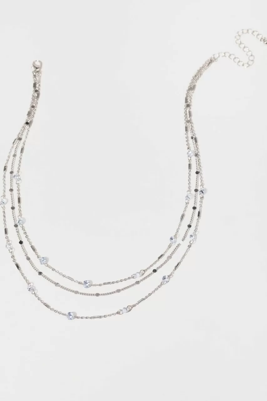 Francesca's Joanne Crystal Station Layered Necklace