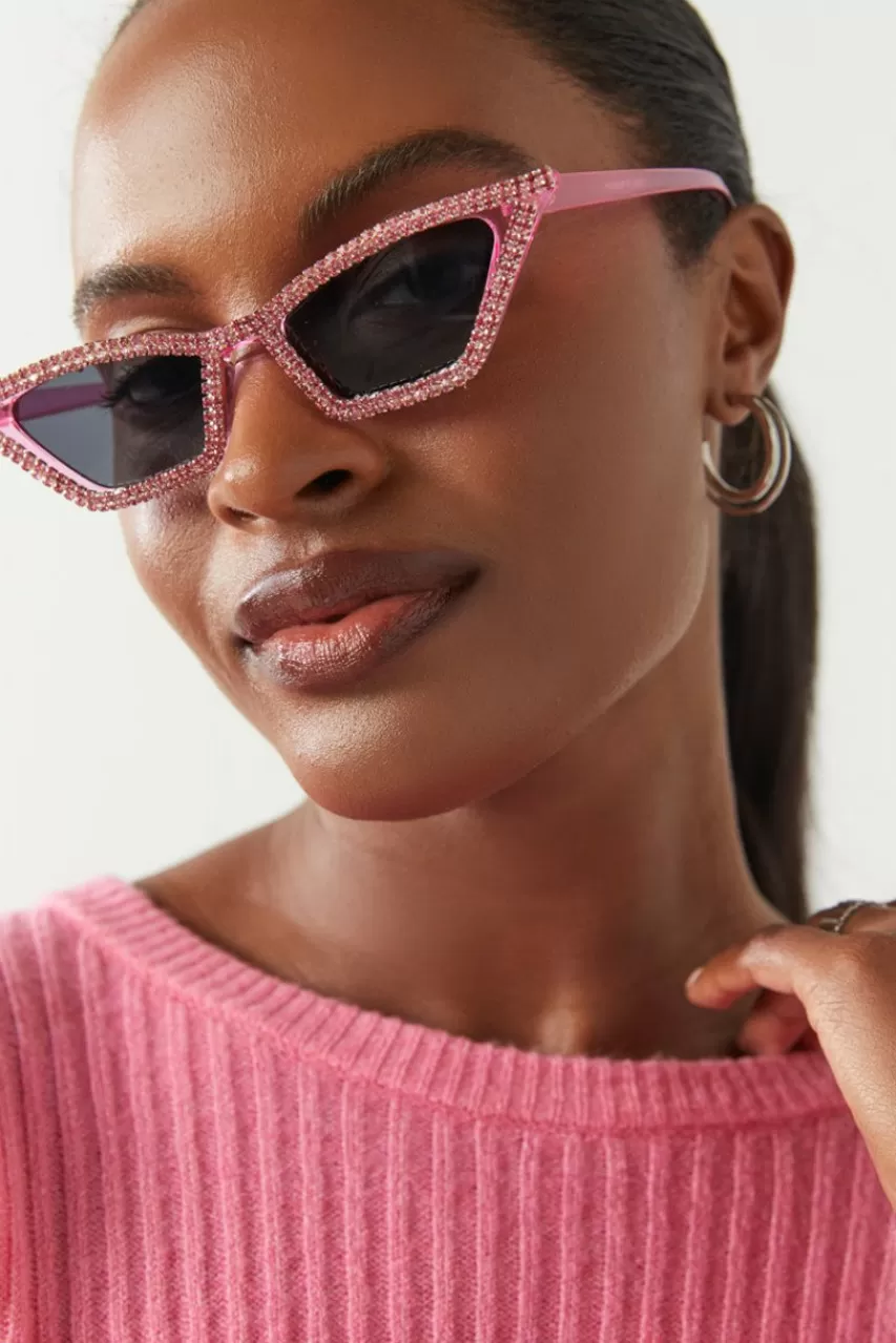 Francesca's Jordina Rhinestone Rockabilly Cat Eye Sunglasses