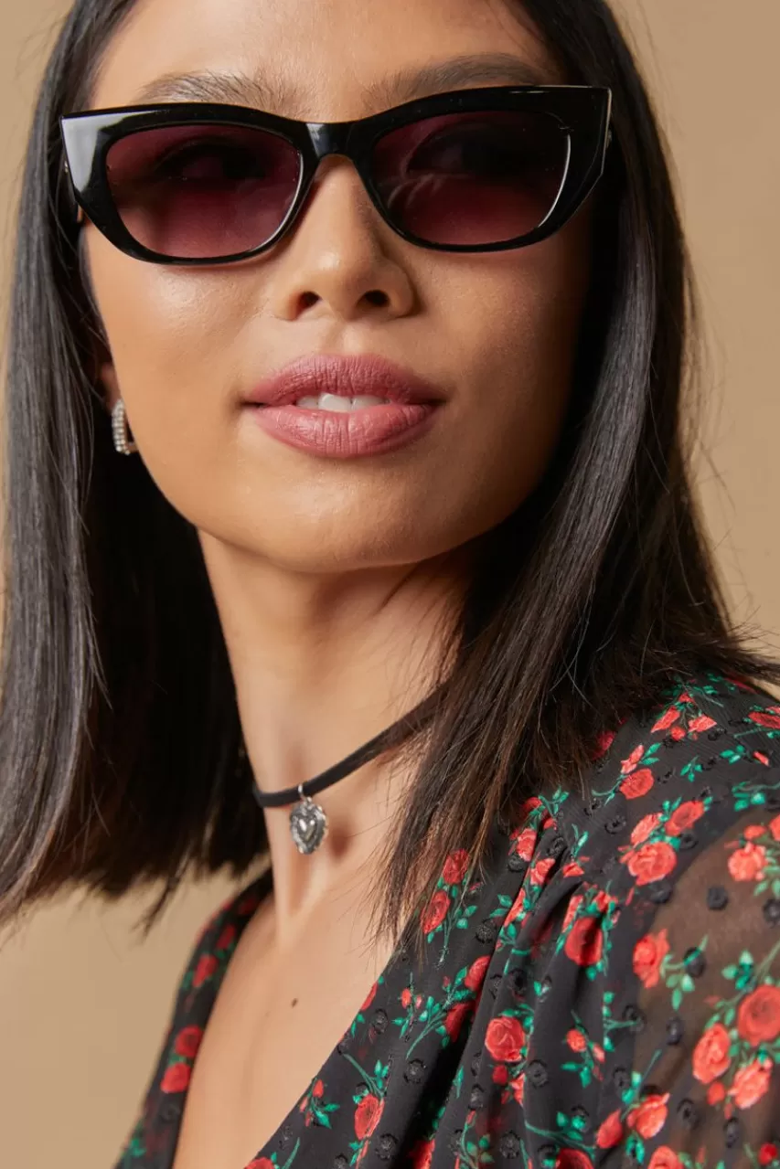 Francesca's Jude Narrow Angular Cat Eye Sunglasses