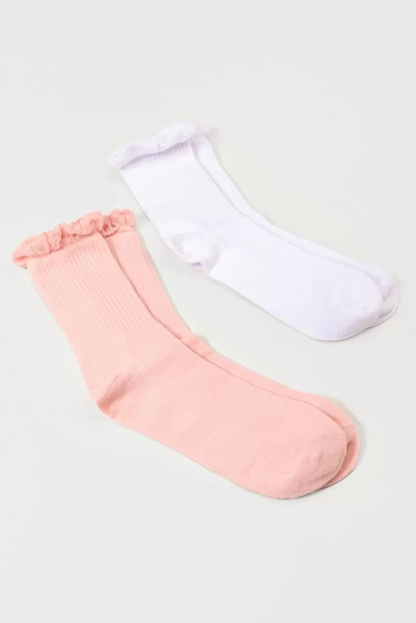 Francesca's Julia Ruffle Trim Socks 2-Pack