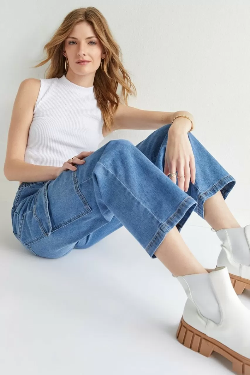 Francesca's Kianna Denim Cargo Pants