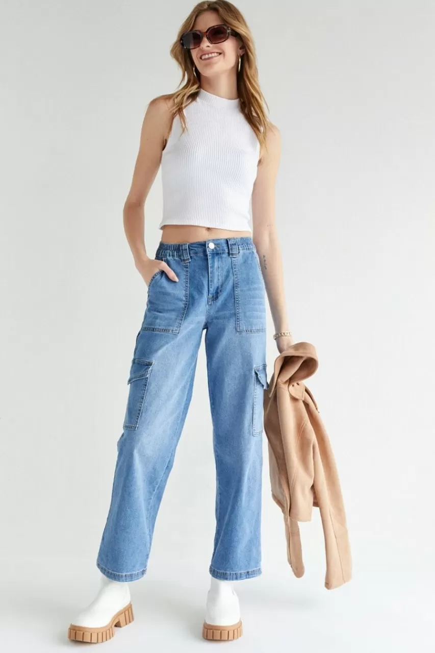 Francesca's Kianna Denim Cargo Pants