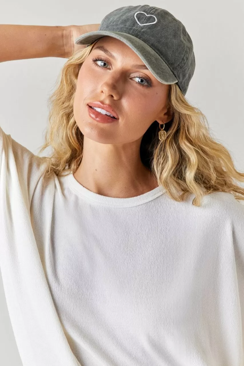 Francesca's Kim Heart Embroidered Baseball Hat