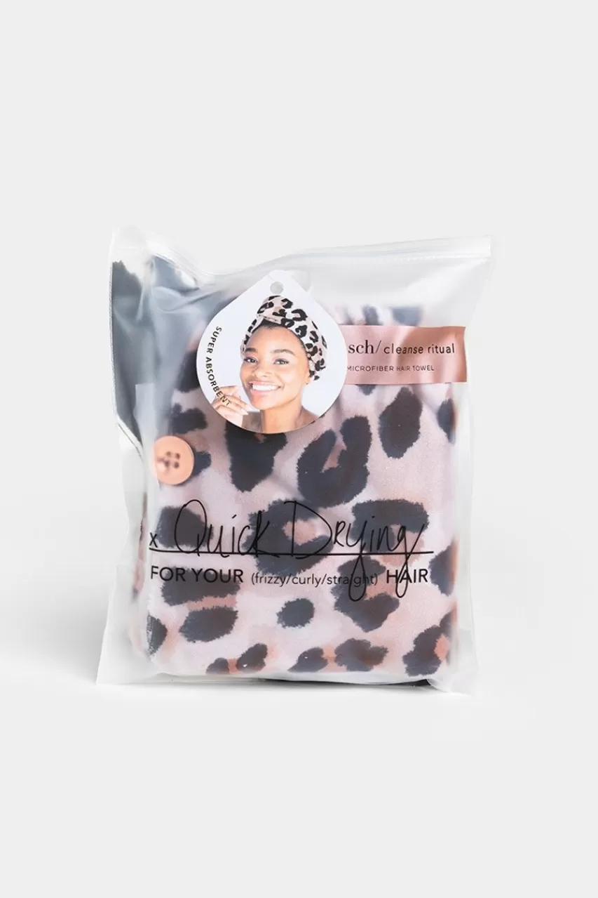 Francesca's Kitsch Microfiber Hair Towel In Leopard
