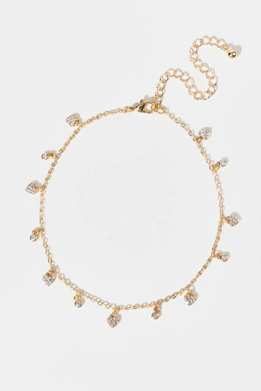 Francesca's Krista Heart Crystal Station En Anklet