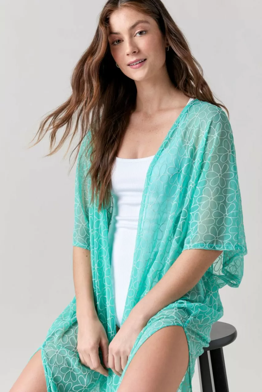 Francesca's Kristi Floral Embroidered Mesh Cover Up