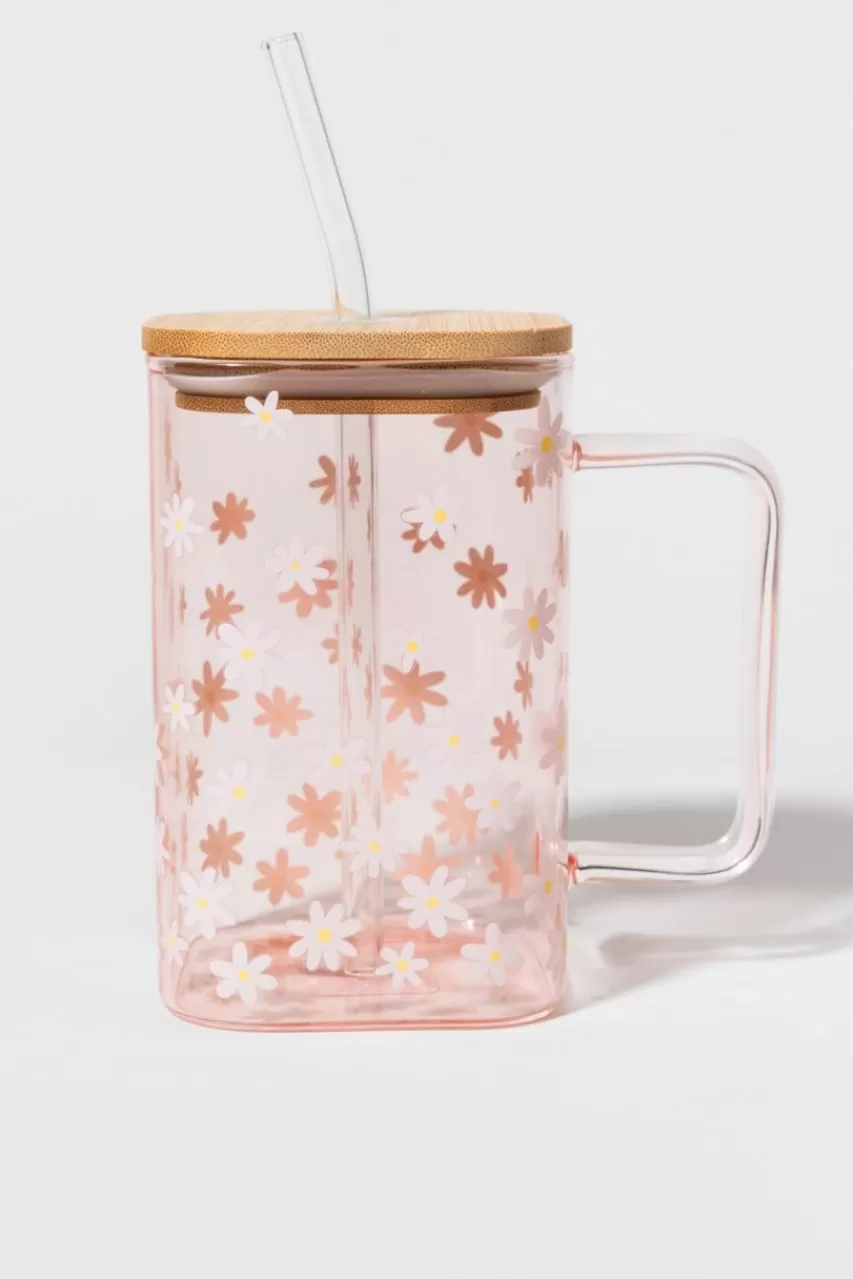 Francesca's Krystal Square Pattern Glass Can Jar