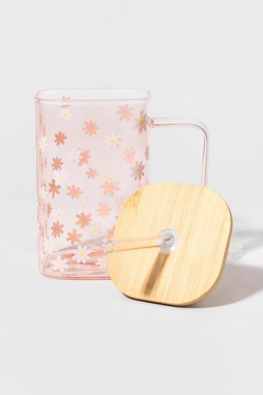 Francesca's Krystal Square Pattern Glass Can Jar