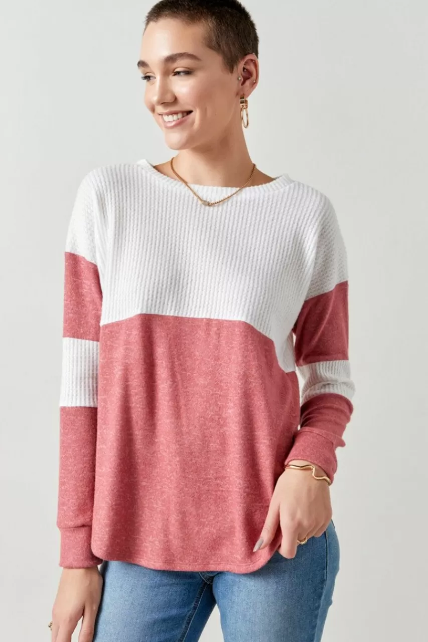 Francesca's Lane Long Sleeve Waffle Knit Tee