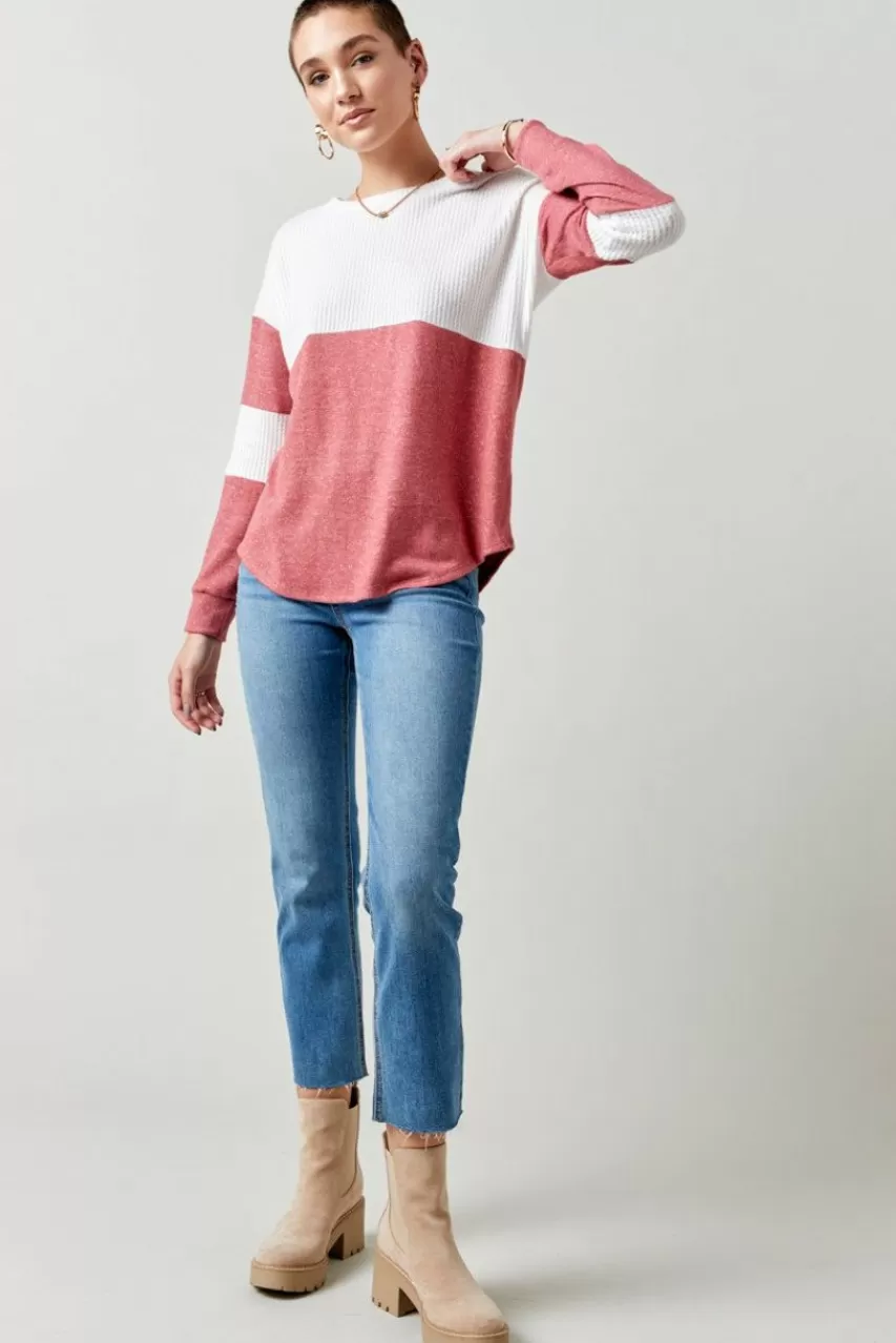 Francesca's Lane Long Sleeve Waffle Knit Tee