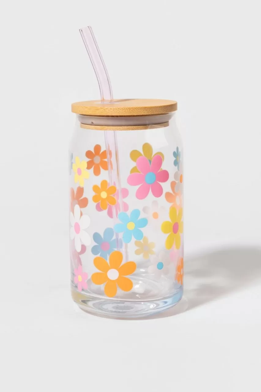 Francesca's Laurel Pattern Glass Can Jar