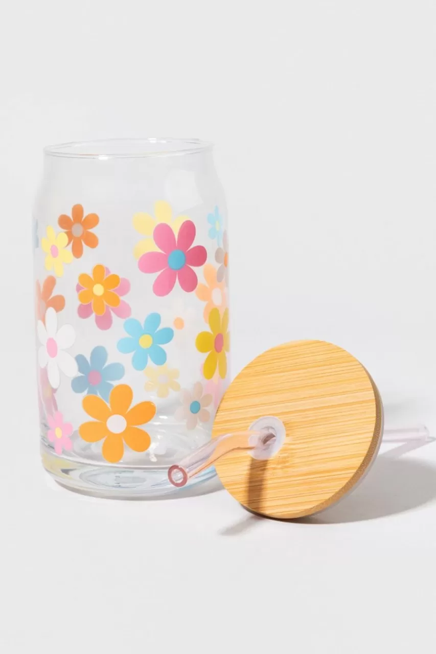 Francesca's Laurel Pattern Glass Can Jar