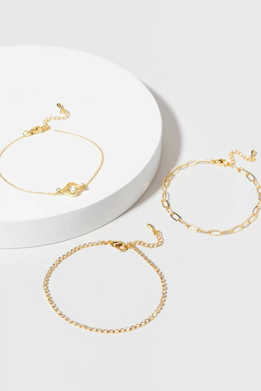 Francesca's Lauri Paperclip Clover Cupchain Bracelet Set