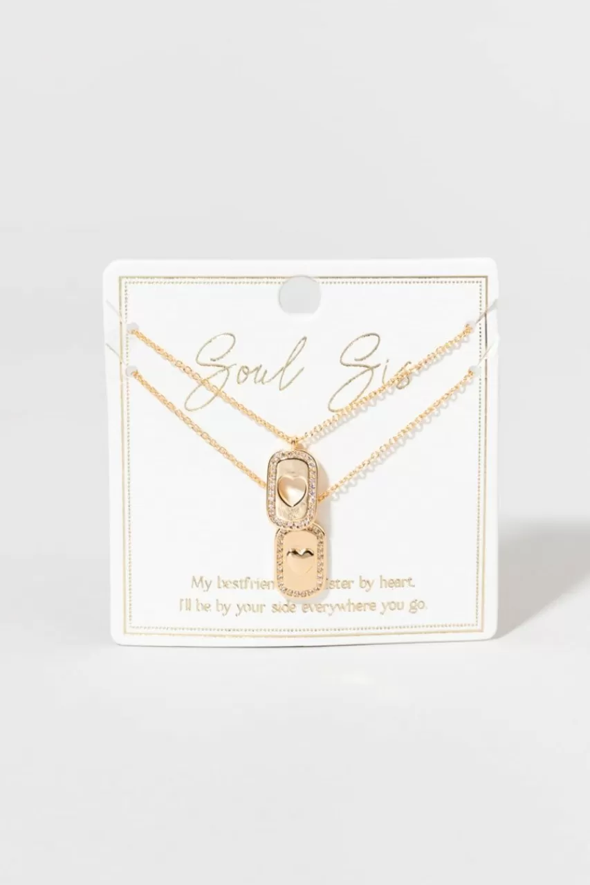 Francesca's Laverne Soul Sis Heart Dog Tag Carded Necklace