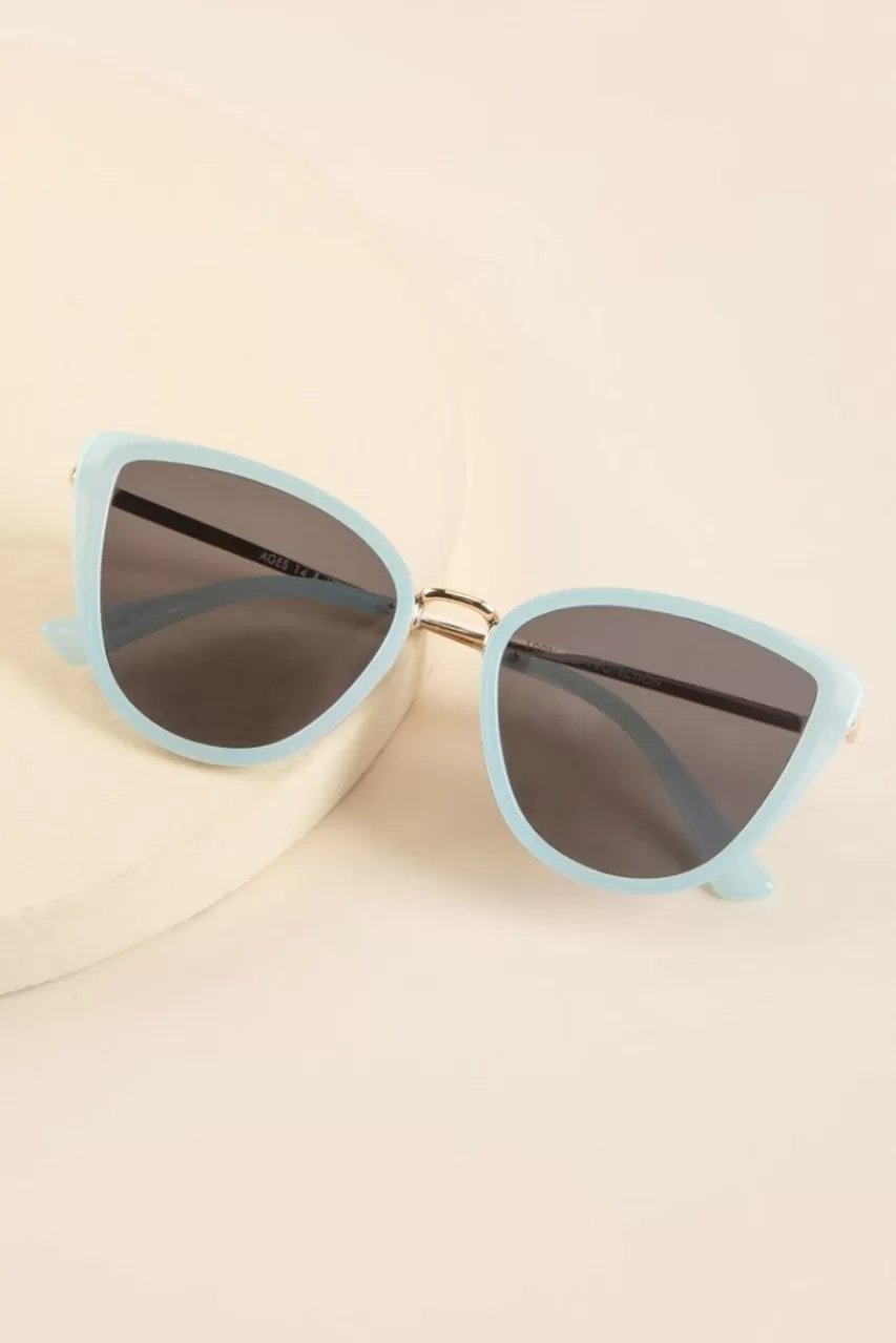 Francesca's Leah Oversized Metal Cat Eye Sunglasses
