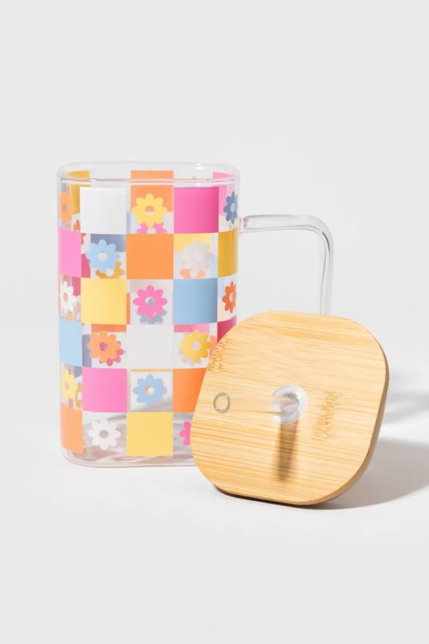 Francesca's Leanne Square Pattern Glass Can Jar