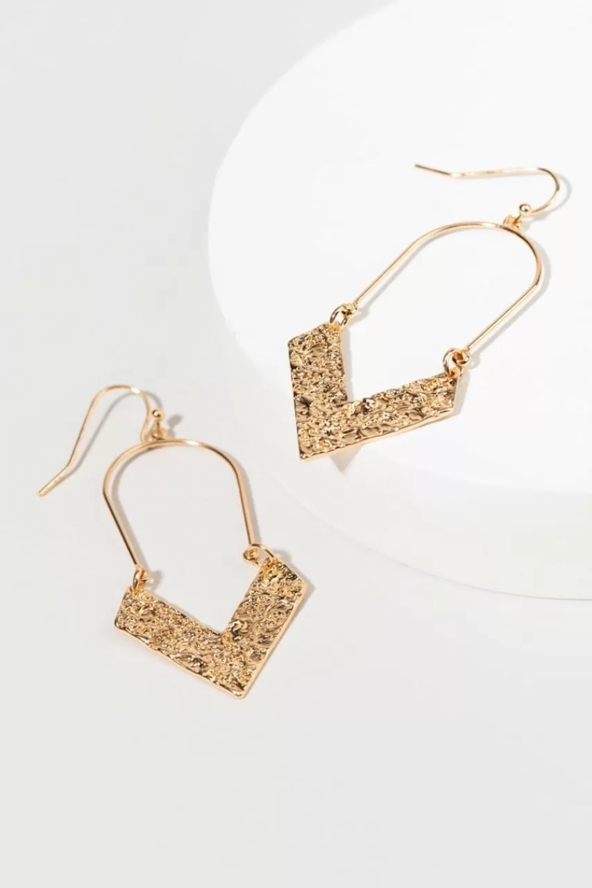 Francesca's Leila Hammered Metal Arrow Drop Earrings