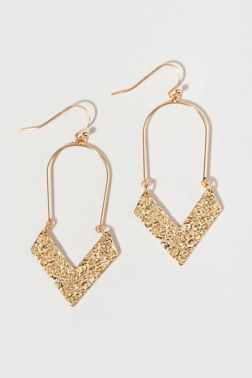 Francesca's Leila Hammered Metal Arrow Drop Earrings