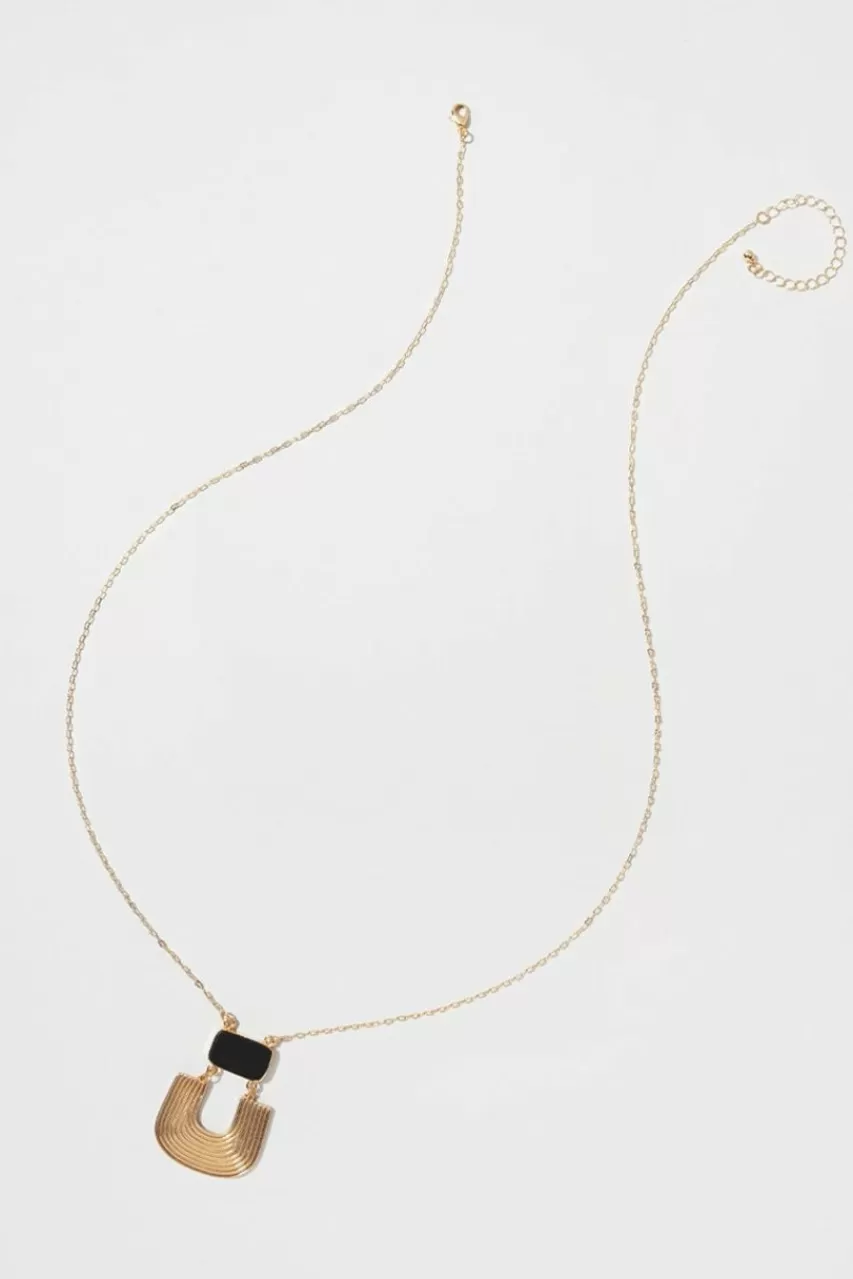 Francesca's Lena Gold Stone Pendant Necklace
