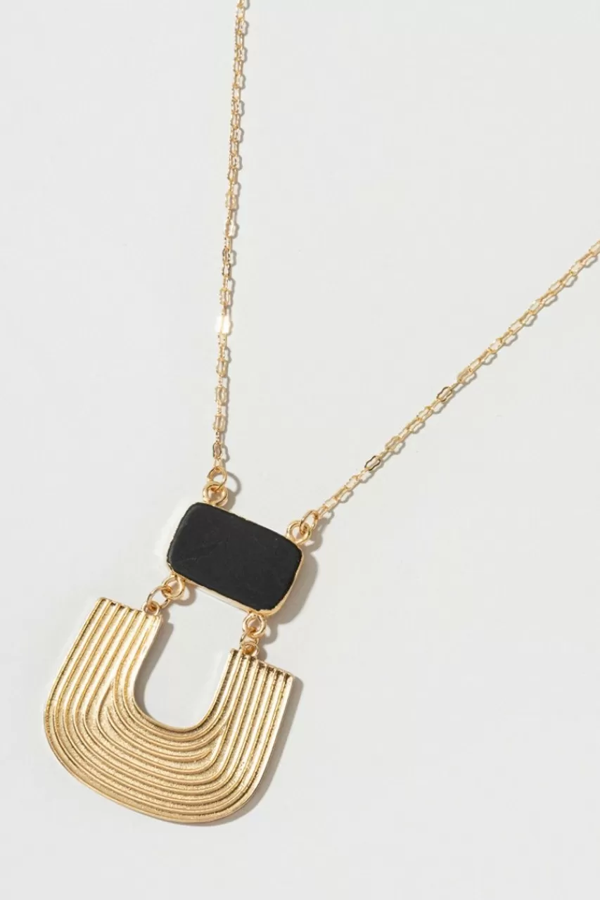 Francesca's Lena Gold Stone Pendant Necklace