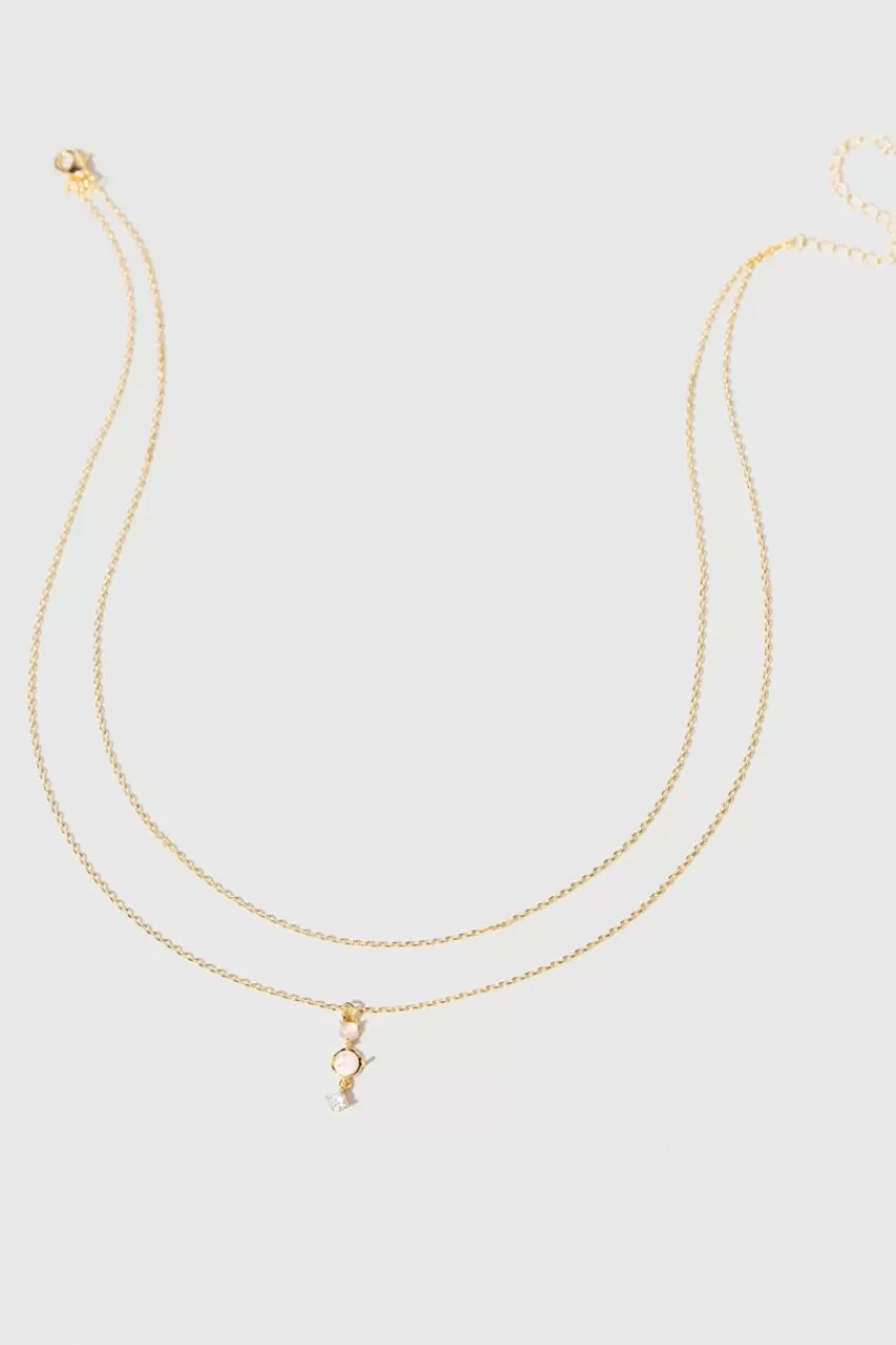 Francesca's Lenora Opal Rose Drop Pendant Necklace
