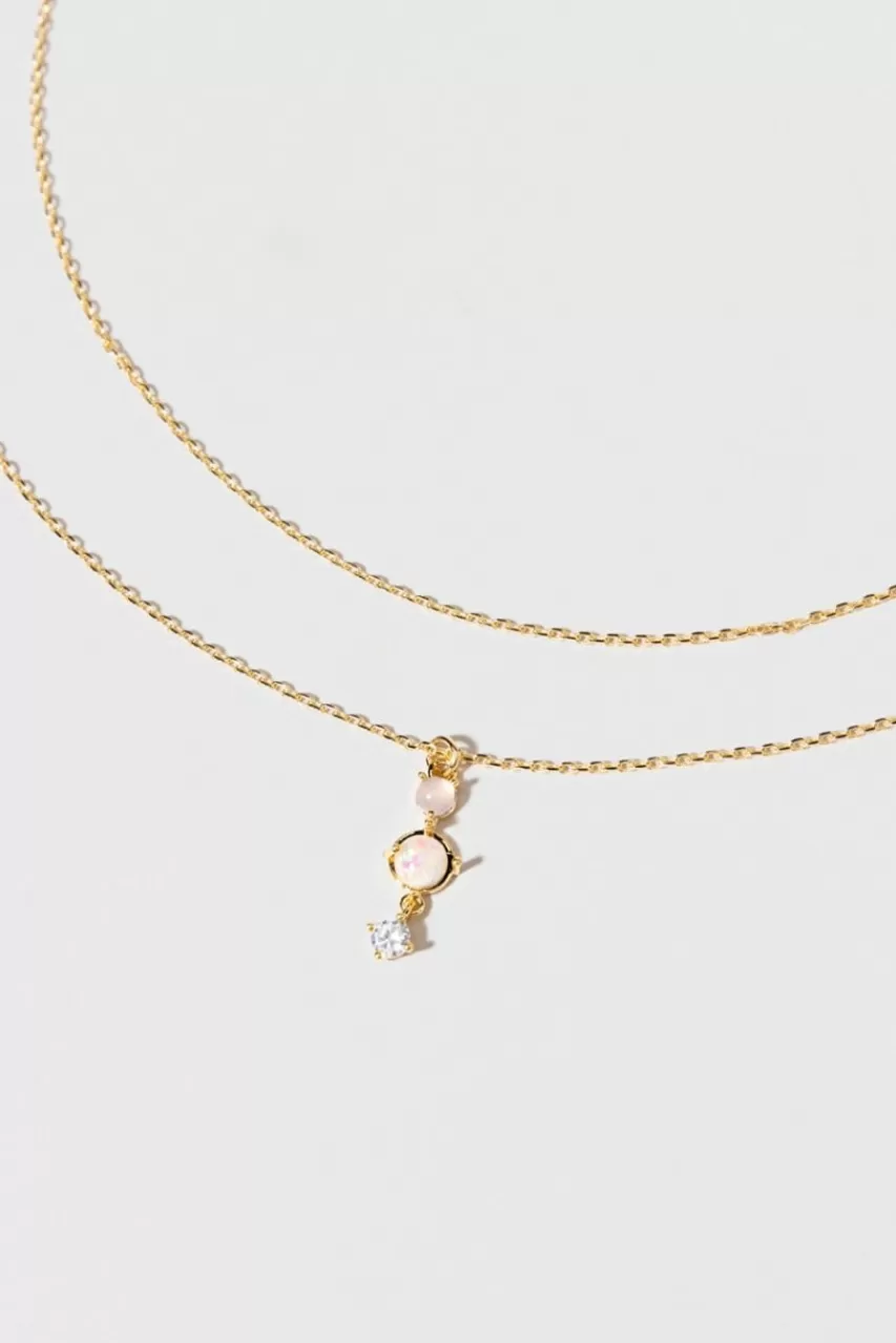 Francesca's Lenora Opal Rose Drop Pendant Necklace