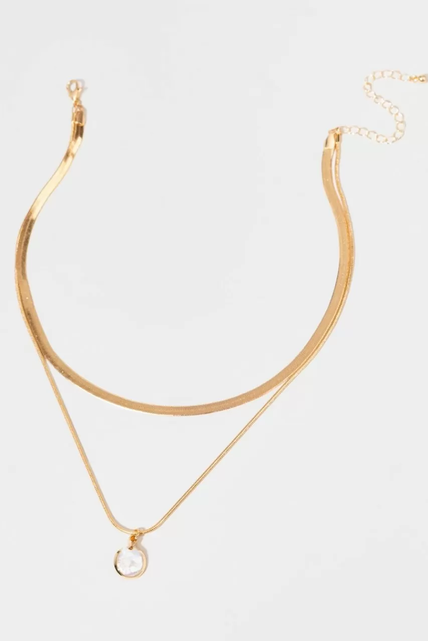 Francesca's Leona Snake Chain Pendant Layered Necklace