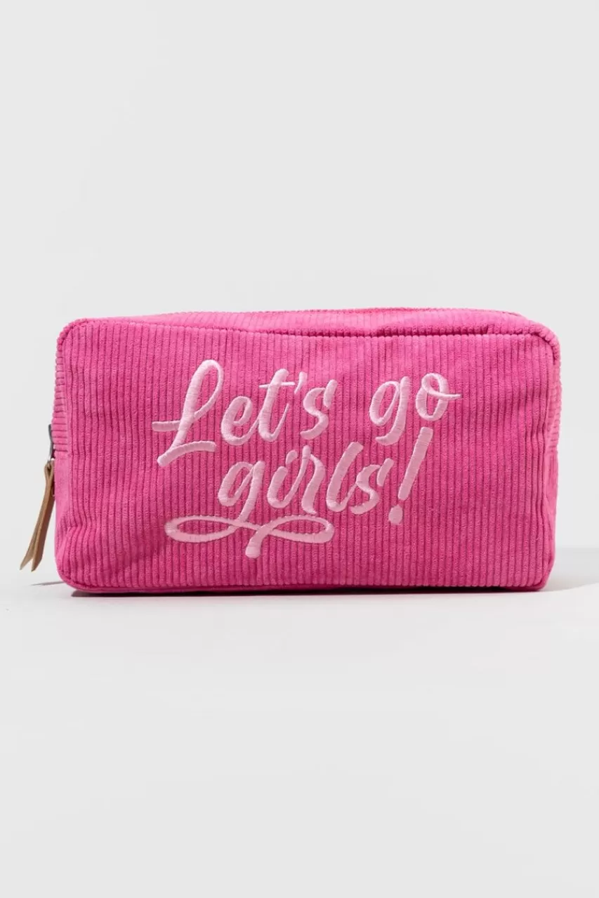 Francesca's Let'S Go Girls Pink Corduroy Cosmetic Bag
