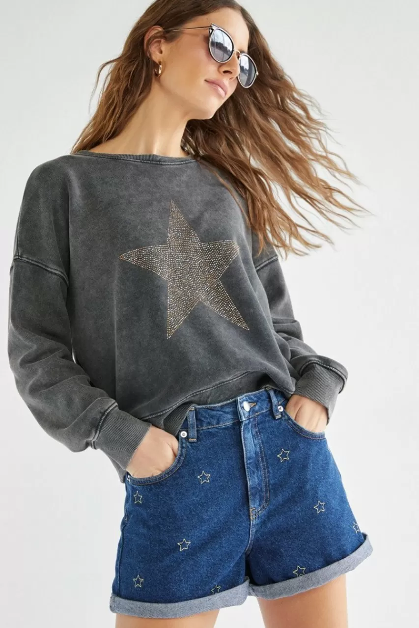 Francesca's Liana Embroidered Denim Shorts