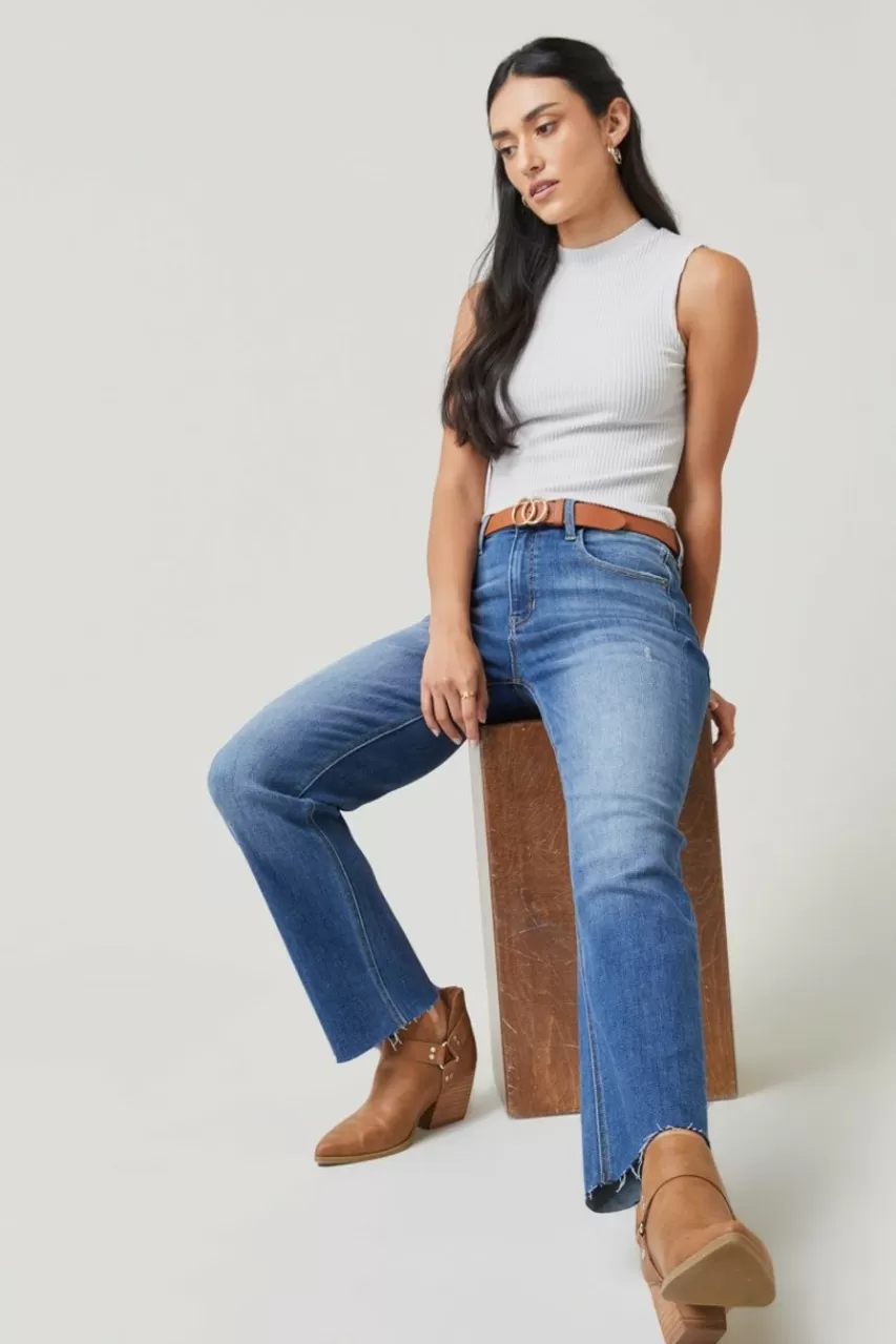 Francesca's Lillian Mid Rise Straight Denim Jeans