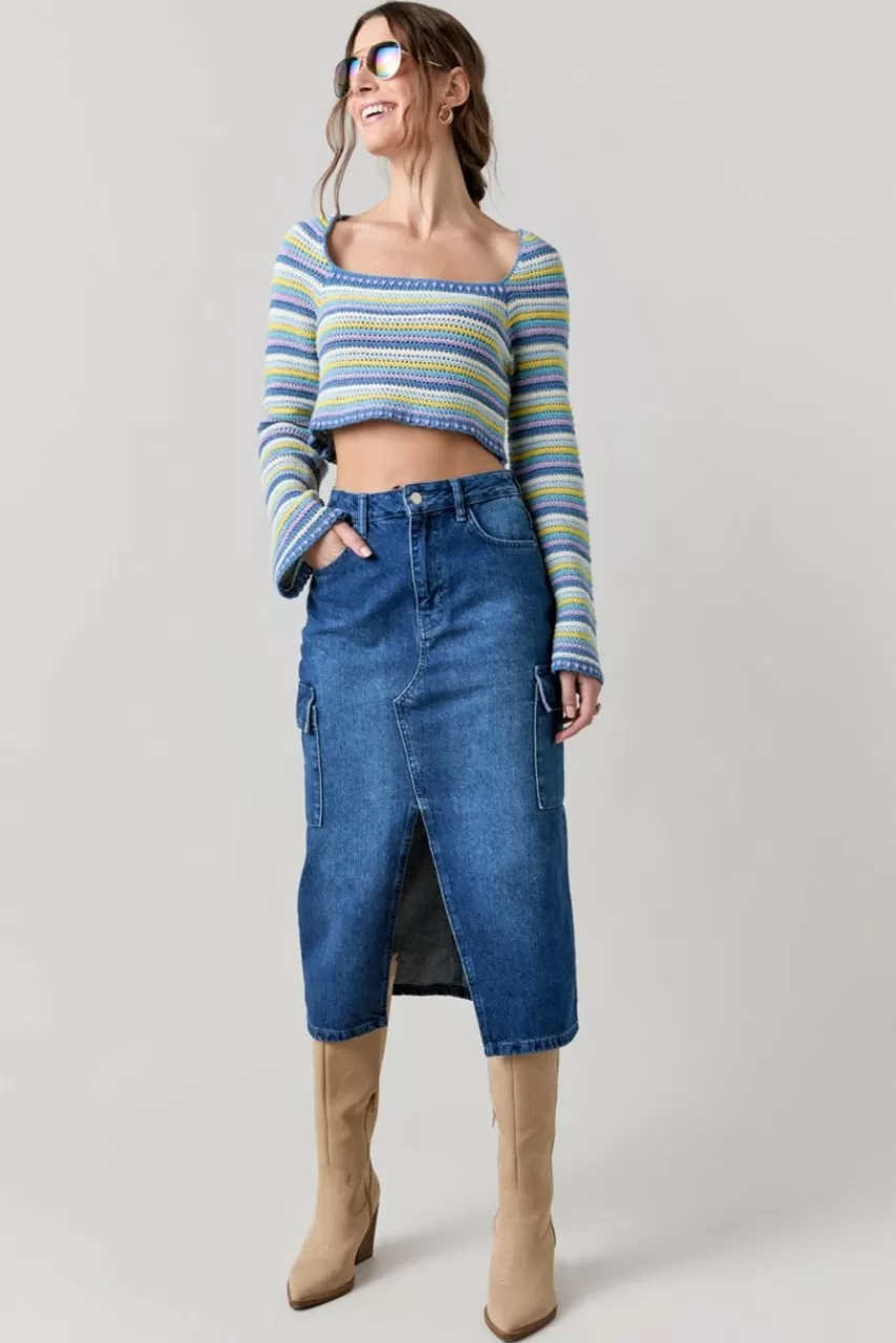 Francesca's Lindy Cargo Pocket Midi Skirt