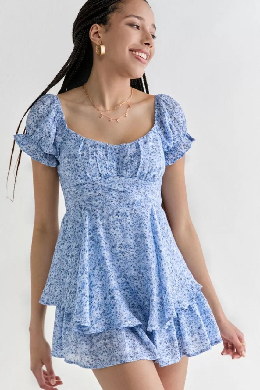 Francesca's Lisa Floral Back Tie Romper