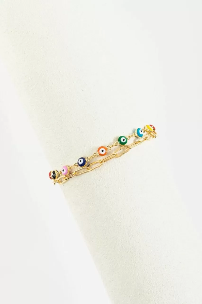 Francesca's Lucia Evil Eye Pull Tie Bracelet