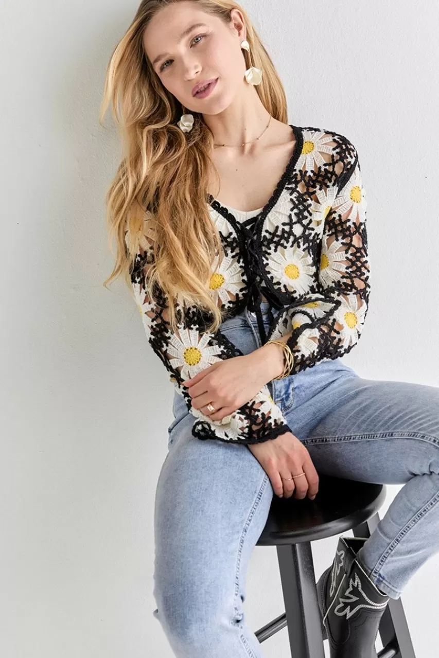 Francesca's Lucy Daisy Crochet Pullover
