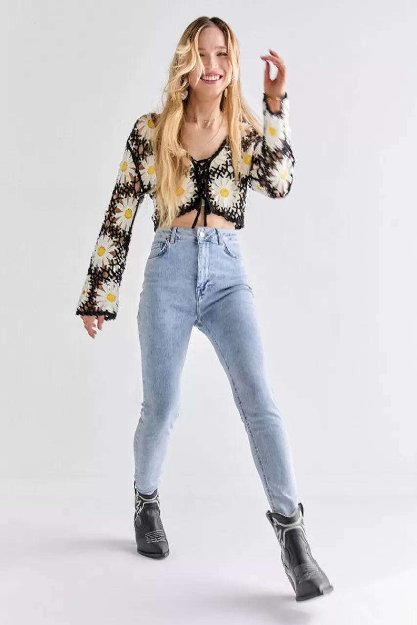 Francesca's Lucy Daisy Crochet Pullover