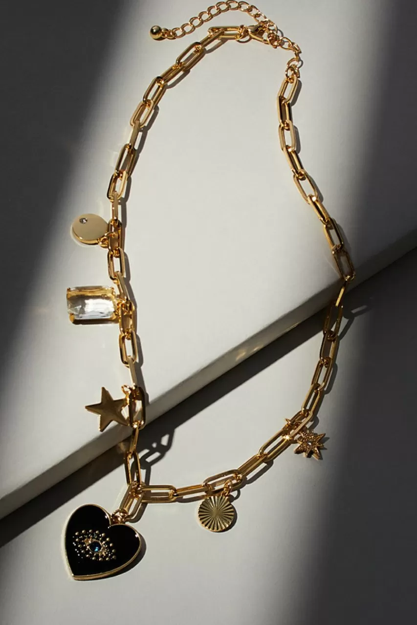 Francesca's Luxe 14K Gold Plated Celestial Charm Necklace