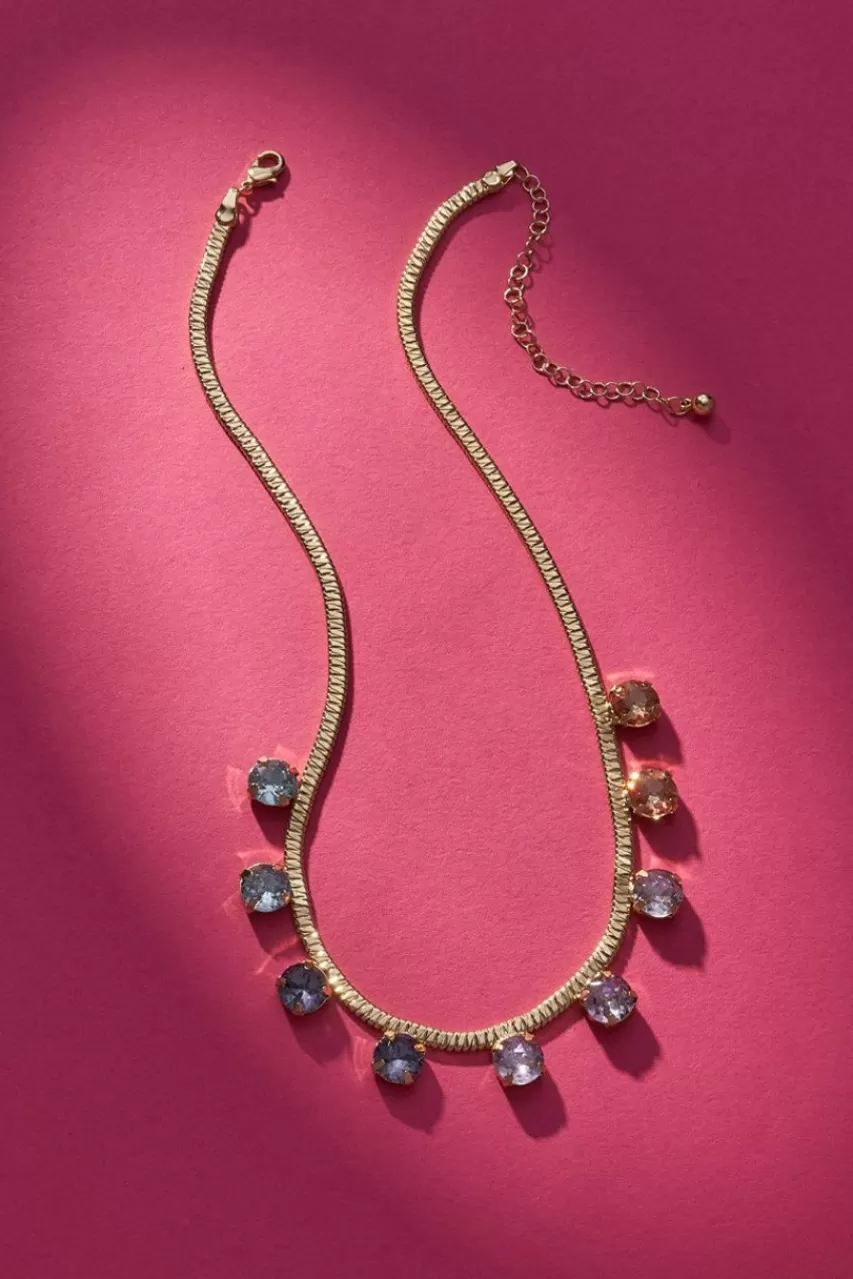 Francesca's Luxe 14K Gold Plated Colored Stone Drop Necklace